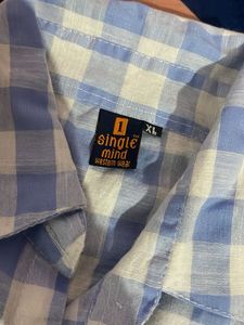 blue checked shirt