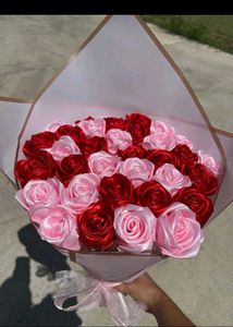 Handmade Ribbon Roses Bouquet 💐🦋🌹