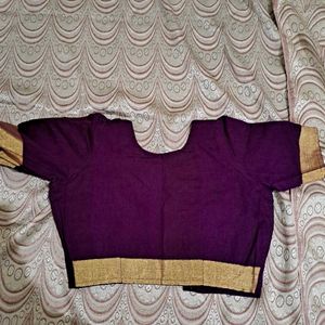 Jamun Colour Cotton Polyester Saree