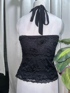 Beaded Lace Halter Top