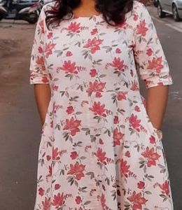 Pink &amp; White Floral Cotton Dress