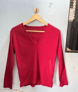 Red Simple ❤️ Long Sleev Top