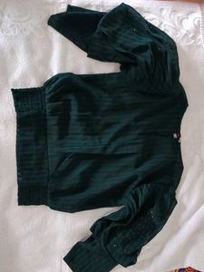 Green Sheer Sleeve Top