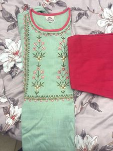 Mint Green Floral Embroidered Kurta Set
