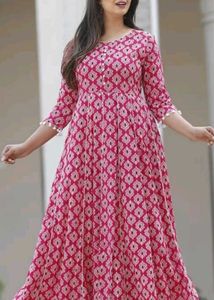 Pink Printed Anarkali Kurta