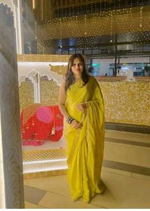 Elegant Yellow Embellished Saree