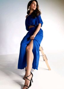 And Women One Shoulder Waterfall Skirt Co-ord Set