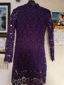 Purple Lace Long Sleeve Dress
