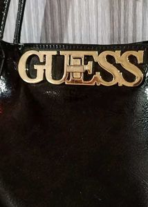 GUESS Black Patent Leather Tote Bag