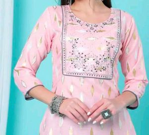 Pink Embroidered Kurta Set