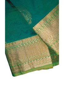Elegant Green Silk Saree mustard blouse