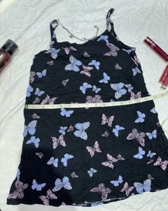 Butterfly Print Black Cami Top
