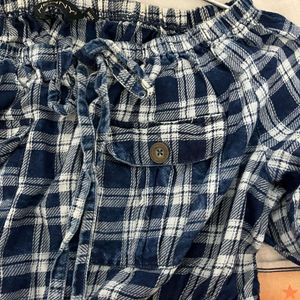 Plaid Off-Shoulder Peasant Top