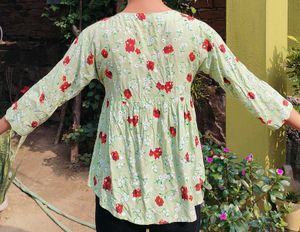 Green Floral Print Top