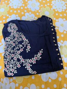 Navy Embroidered Dress