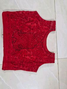 Excellent Red Crop Top Skirt Lehenga