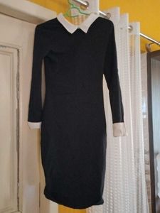 Navy Bodycon Dress With Fullsleeves And Collar