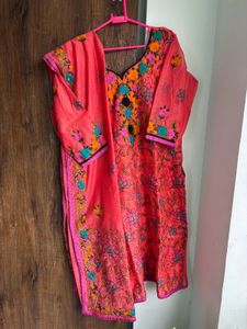 Phulkari And Kantha Work Suit Set