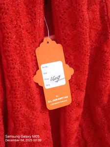 ATTRACTIVE RED KNIT LONG CARDIGAN