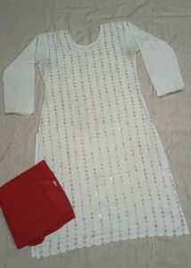 White Embroidered Kurta Set