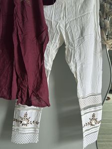 Maroon Embroidered Kurta Set