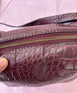 Zara Faux Croc Shoulder Bag