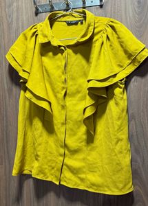 Yellow Ruffle Sleeve Blouse