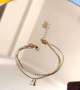 Delicate Double Layered Rhinestone Anklet