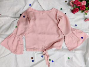 Pink Full Sleeve Crop Top