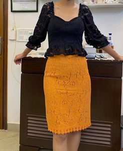 Orange Lace Ethnic Skirt