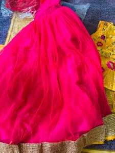 Bright Yellow Pink  Lehenga