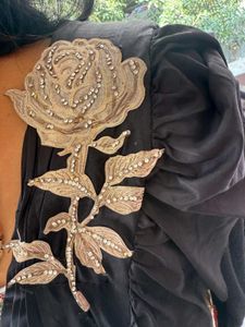 Elegant Black Saree with readymade blouse