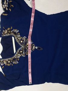 Blue Handwark Georgette Kurti With Dohti Salvar
