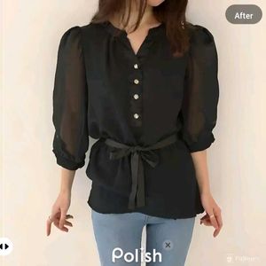 New With Tag Black Cute Korean Top