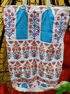 Trendy Ethnic Print Canvas Tote Bag with Rope Hand