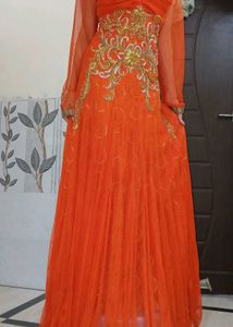 Elegant Orange Ethnic Gown