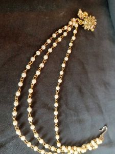 Pearl &amp; Gold Nose Pin With Chain