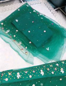 Emerald Green Embellished Fabric Set