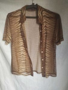 Tiger Print Sheer Top