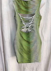 1781. Green Striped Cutout Dress