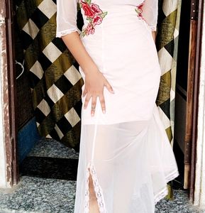 Floral Embroidered Sheer Dress