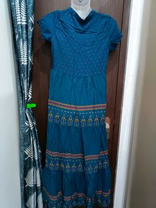 Festives Embroidered Teal Midi Dress