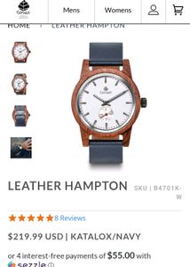 Leather Hampton Tense Wooden Watch