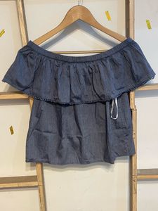 Off-Shoulder Denim Ruffle Top