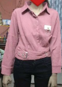 Pink Textured Crop Top