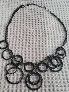 Grey Metallic Hoops Necklace