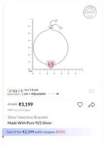 Giva Valentine Heart Bracelet wAdjustable Chain