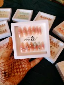 Pink Key Press-On Nails