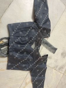 Grey Net Lehenga Set