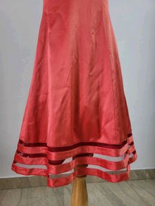Coral Satin A-Line Dress